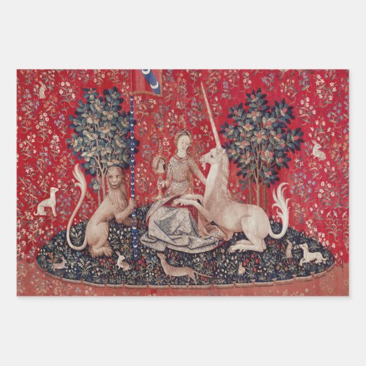 Lady and Unicorn Medieval Tapestry Sight Inpakpapier Vel (Voorkant 2)