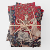 Lady and Unicorn Medieval Tapestry Sight Inpakpapier Vel (In situ)