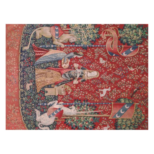 Lady and Unicorn Medieval Tapestry Smell Tafelkleed (Voorkant (Horizontaal))