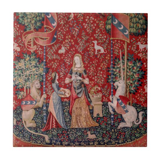 Lady and Unicorn Medieval Tapestry Smell Tegeltje (Voorkant)