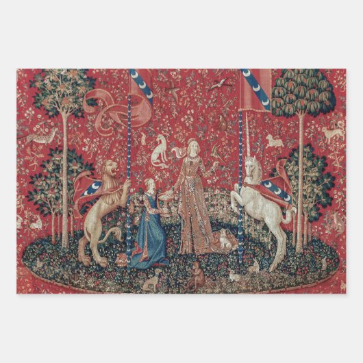 Lady and Unicorn Medieval Tapestry Taste Inpakpapier Vel (Voorkant 2)