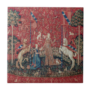 Lady and Unicorn Medieval Tapestry Taste Tegeltje