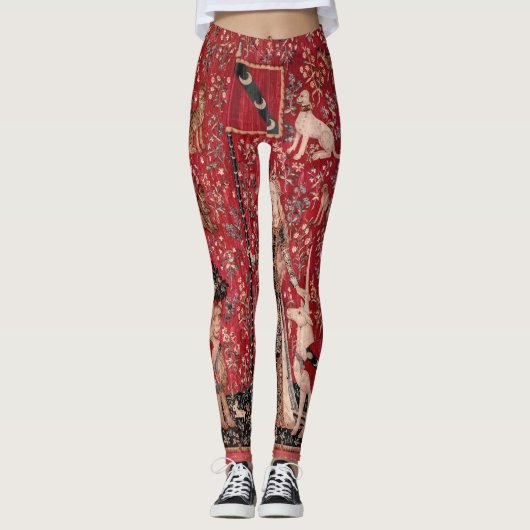 Lady and Unicorn Medieval Tapestry Touch Leggings (Voorkant)