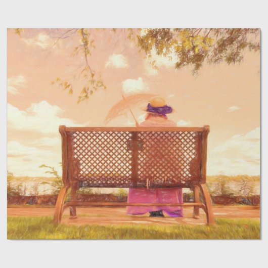 Lady  Antiek Oud Paarse Roze Pastel Cadeaupapier (Vlak)