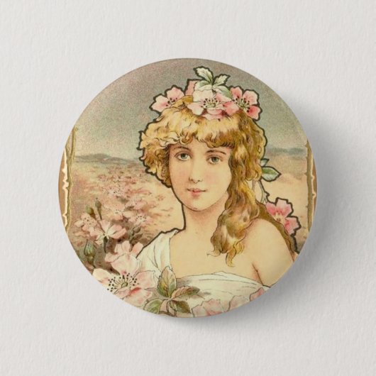 Lady Art Deco Ronde Button 5,7 Cm (Voorkant)