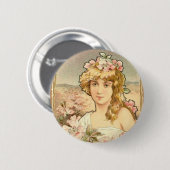 Lady Art Deco Ronde Button 5,7 Cm (Voorkant /achterkant)