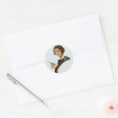 Lady Artist Ronde Sticker (Envelop)