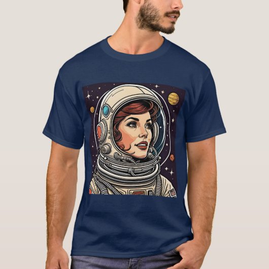 Lady astronaut  ontwerp print t-shirt (Voorkant)
