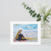 Lady at the beach briefkaart (Staand voorkant)