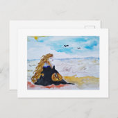 Lady at the beach briefkaart (Voorkant / Achterkant)