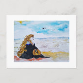 Lady at the beach briefkaart (Voorkant)