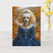 Lady Autumn , Poodle Blank Card Kaart (Gele Bloem)