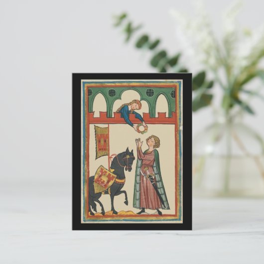 Lady Award ridder A Garland, 14e eeuw Briefkaart (Staand voorkant)