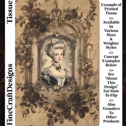  Lady Barok Lijst Sepia CW9R Decoupage Tissuepapier