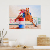 Lady Barrel Racer. Westerne prijsvraag. Poster (Keuken)