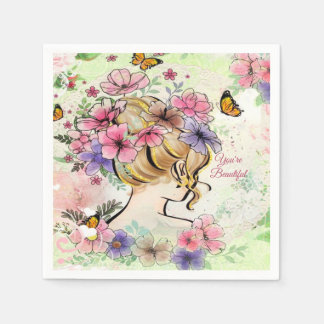 Lady Beauful Flowers ontkoppelen persoonlijke Servet