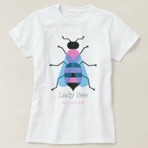 Lady Bee Schattige Girly Fun Zwart Blauw Roze Glit T-shirt