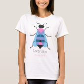 Lady Bee Schattige Girly Fun Zwart Blauw Roze Glit T-shirt (Voorkant)
