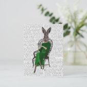 Lady Bella Rabbit met Tea 2 Briefkaart (Staand voorkant)