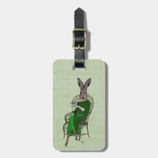 Lady Bella Rabbit met Tea 4 Bagagelabel (Voorkant verticaal)