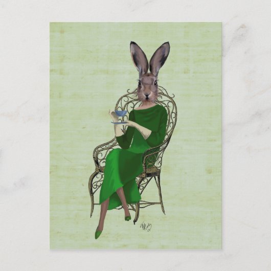 Lady Bella Rabbit met Tea 4 Briefkaart (Voorkant)