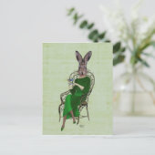 Lady Bella Rabbit met Tea 4 Briefkaart (Staand voorkant)