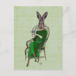 Lady Bella Rabbit met Tea 4 Briefkaart