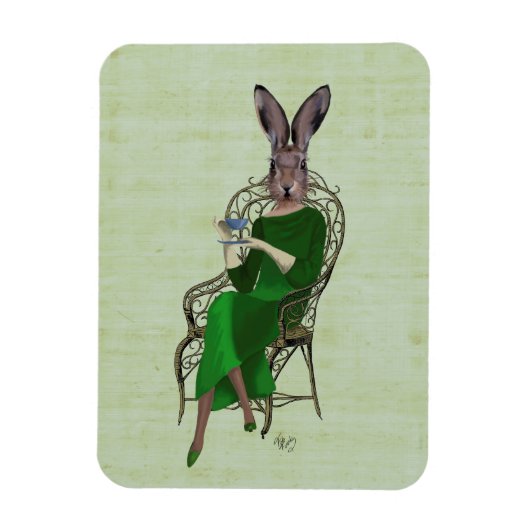 Lady Bella Rabbit met Tea 4 Magneet (Verticaal)