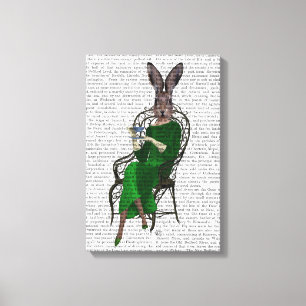 Lady Bella Rabbit met Tea Canvas Afdruk