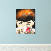  LADY BIG EYS CANVAS ART PRINT (Insitu (Houten vloer))