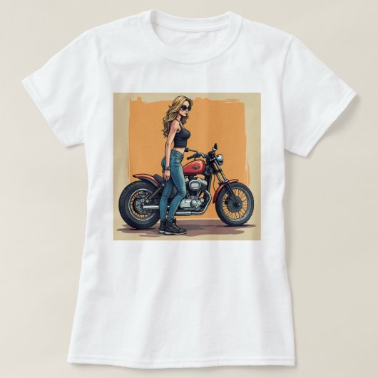 Lady Biker Getting Ready To Ride T-shirt (Design voorkant)