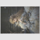 Lady Bird in blauwe jurk decoupage Tissuepapier (Voorkant)