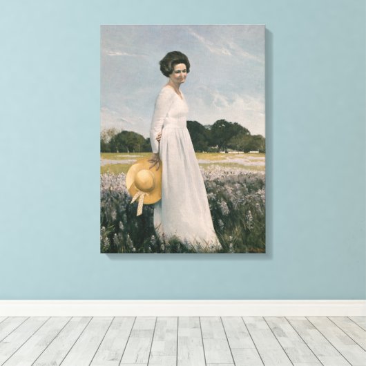 Lady Bird Johnson - Aaron Shikler (1978) Canvas Afdruk (Insitu (Houten vloer))