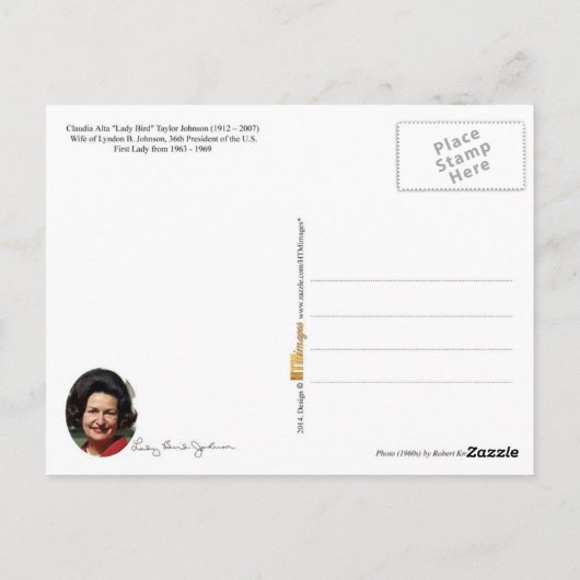 Lady Bird Johnson, First Lady of the U.S. Briefkaart (Achterkant)