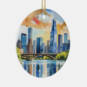 Lady Bird Lake Austin Waterverf Keramisch Ornament (Rechts)