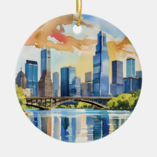 Lady Bird Lake Austin Waterverf Keramisch Ornament