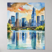 Lady Bird Lake Austin Waterverf Poster (Voorkant)