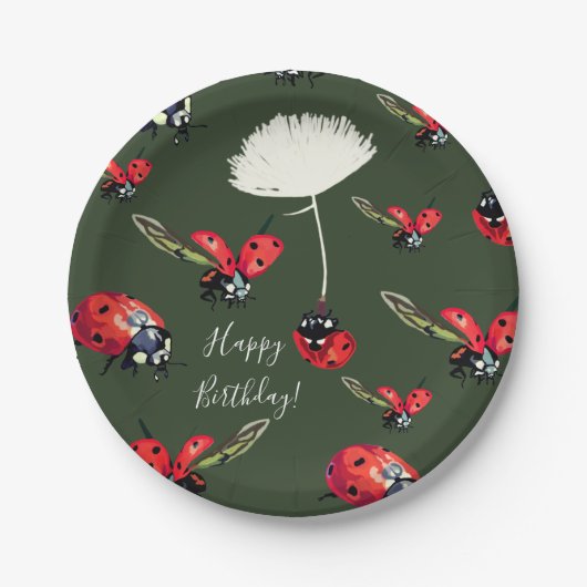 Lady birds Custom Verjaardag Papier Borden Papieren Bordje (Voorkant)