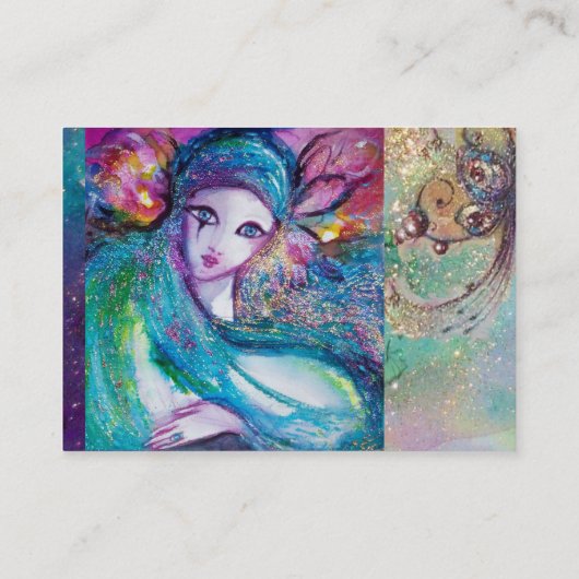 LADY BLAUW MASKER Elegant, Schoonheidssalon, Make- Visitekaartje (Achterkant)