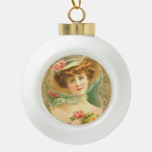  Lady Bloemen Pet Keramische Bal Ornament