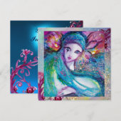 LADY BLUE MASK Elegant Masquerade Feest,Saffierbla Kaart (Voorkant / Achterkant)