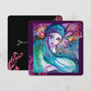 LADY BLUE MASK Elegant Masquerade Party, Blauwgroe Kaart