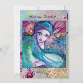 LADY BLUE MASK Elegant Masquerade Party Blauwgroen Kaart