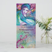 LADY BLUE MASK Elegant Masquerade Party Programme Kaart (Staand voorkant)