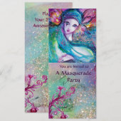 LADY BLUE MASK Elegant Masquerade Party Programme Kaart (Voorkant / Achterkant)
