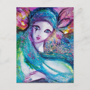 LADY BLUE MASK Elegant Masquerade Party Uitnodiging Briefkaart