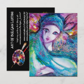 LADY BLUE MASK Elegant Masquerade Party Uitnodiging Briefkaart (Voorkant / Achterkant)