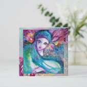 LADY BLUE MASK Elegant Venetian Masquerade Party Kaart (Staand voorkant)