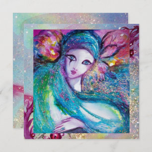 LADY BLUE MASK Elegant Venetian Masquerade Party Kaart