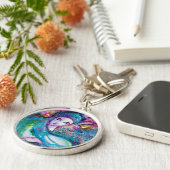 LADY BLUE MASK Elegant Venetian Masquerade Sleutelhanger (Zijkant)